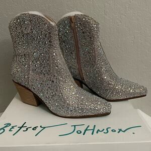 Betsey Johnson Diva Cowboy Western Boots in Rhinestone - Womens Size 7W